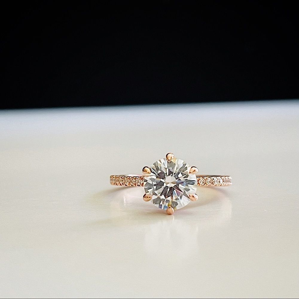 1.00CT Pave Ring Cubic Zirconias Rose Gold Plated size 7